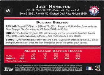 2009 Bowman Chrome #54 Josh Hamilton Back
