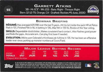 2009 Bowman Chrome #55 Garrett Atkins Back