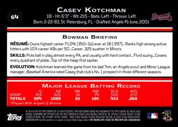 2009 Bowman Chrome #64 Casey Kotchman Back