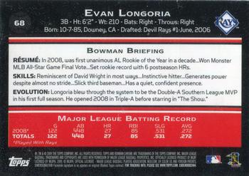 2009 Bowman Chrome #68 Evan Longoria Back