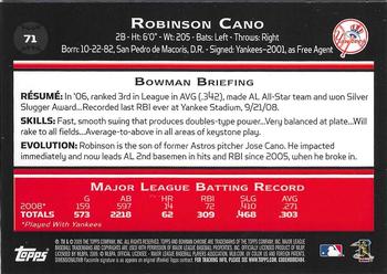 2009 Bowman Chrome #71 Robinson Cano Back