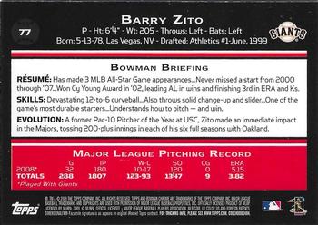 2009 Bowman Chrome #77 Barry Zito Back