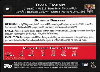 2009 Bowman Chrome #81 Ryan Doumit Back