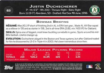 2009 Bowman Chrome #83 Justin Duchscherer Back