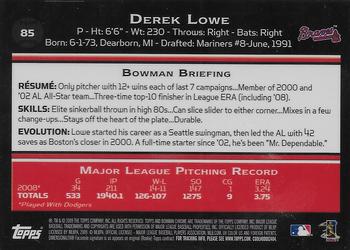 2009 Bowman Chrome #85 Derek Lowe Back