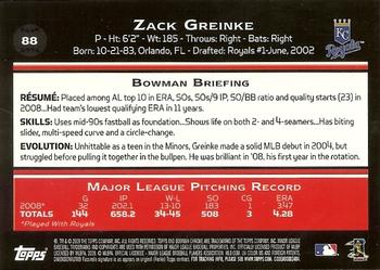 2009 Bowman Chrome #88 Zack Greinke Back