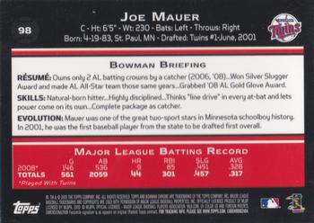 2009 Bowman Chrome #98 Joe Mauer Back