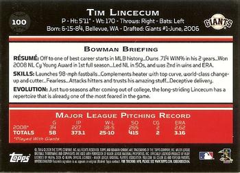 2009 Bowman Chrome #100 Tim Lincecum Back