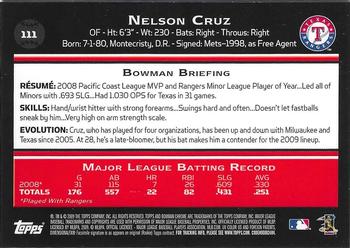 2009 Bowman Chrome #111 Nelson Cruz Back
