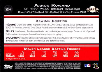 2009 Bowman Chrome #114 Aaron Rowand Back
