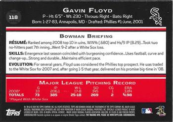 2009 Bowman Chrome #118 Gavin Floyd Back