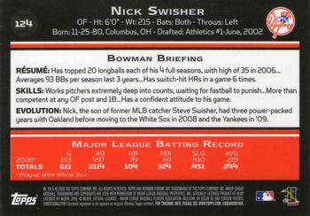 2009 Bowman Chrome #124 Nick Swisher Back