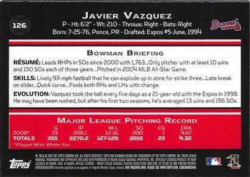2009 Bowman Chrome #126 Javier Vazquez Back
