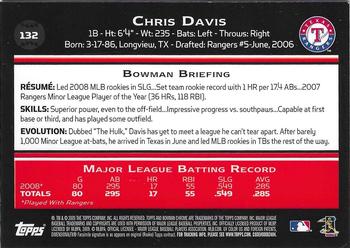 2009 Bowman Chrome #132 Chris Davis Back