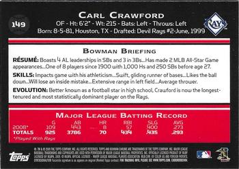 2009 Bowman Chrome #149 Carl Crawford Back