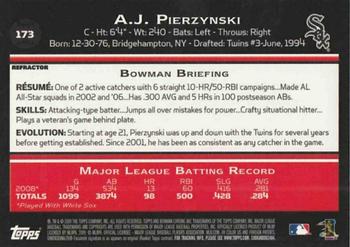 2009 Bowman Chrome #173 A.J. Pierzynski Back
