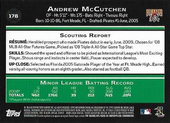 2009 Bowman Chrome #178 Andrew McCutchen Back