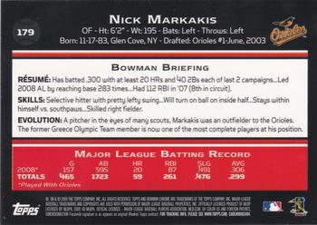 2009 Bowman Chrome #179 Nick Markakis Back
