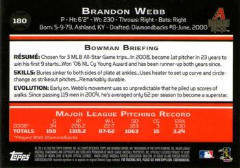 2009 Bowman Chrome #180 Brandon Webb Back