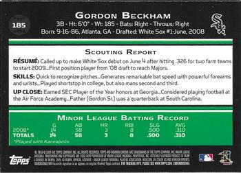 2009 Bowman Chrome #185 Gordon Beckham Back