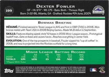 2009 Bowman Chrome #199 Dexter Fowler Back