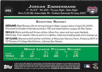 2009 Bowman Chrome #201 Jordan Zimmermann Back