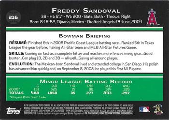 2009 Bowman Chrome #216 Freddy Sandoval Back