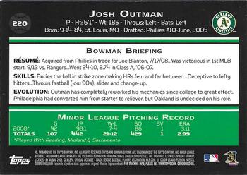 2009 Bowman Chrome #220 Josh Outman Back