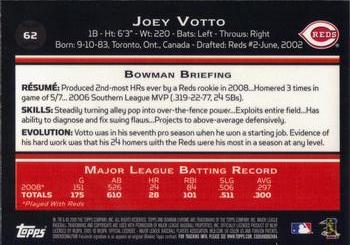 2009 Bowman Chrome #62 Joey Votto Back