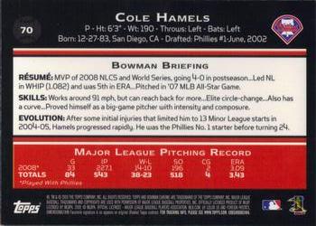 2009 Bowman Chrome #70 Cole Hamels Back