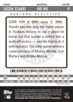 2009 Topps Ticket to Stardom #87 Jason Giambi Back