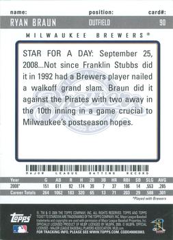 2009 Topps Ticket to Stardom #90 Ryan Braun Back