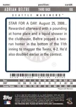 2009 Topps Ticket to Stardom #100 Adrian Beltre Back