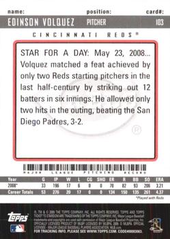 2009 Topps Ticket to Stardom #103 Edinson Volquez Back