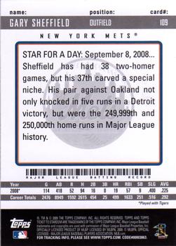 2009 Topps Ticket to Stardom #109 Gary Sheffield Back