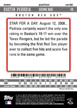 2009 Topps Ticket to Stardom #118 Dustin Pedroia Back