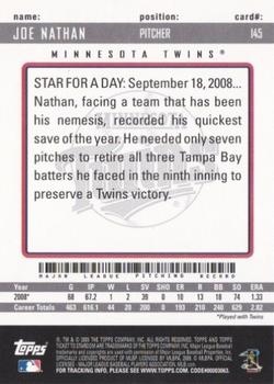 2009 Topps Ticket to Stardom #145 Joe Nathan Back