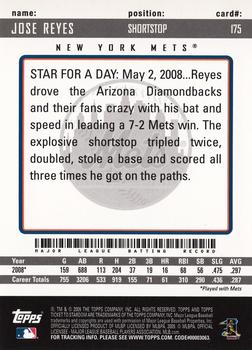2009 Topps Ticket to Stardom #175 Jose Reyes Back
