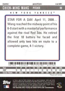 2009 Topps Ticket to Stardom #181 Chien-Ming Wang Back