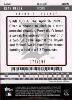 2009 Topps Ticket to Stardom #203 Ryan Perry Back