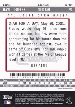 2009 Topps Ticket to Stardom #223 David Freese Back