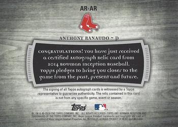 2014 Bowman Inception - Autograph Relics #AR-AR Anthony Ranaudo Back