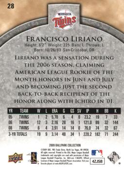 2009 Upper Deck Ballpark Collection #28 Francisco Liriano Back