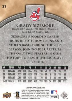 2009 Upper Deck Ballpark Collection #31 Grady Sizemore Back