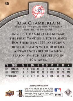 2009 Upper Deck Ballpark Collection #40 Joba Chamberlain Back