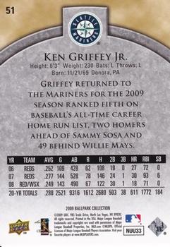 2009 Upper Deck Ballpark Collection #51 Ken Griffey Jr. Back