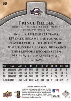 2009 Upper Deck Ballpark Collection #60 Prince Fielder Back