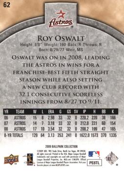 2009 Upper Deck Ballpark Collection #62 Roy Oswalt Back