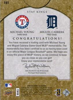 2009 Upper Deck Ballpark Collection #181 Michael Young / Miguel Cabrera Back