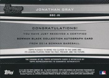 2014 Bowman Inception - The Bowman Black Collection #BBC-JG Jonathan Gray Back